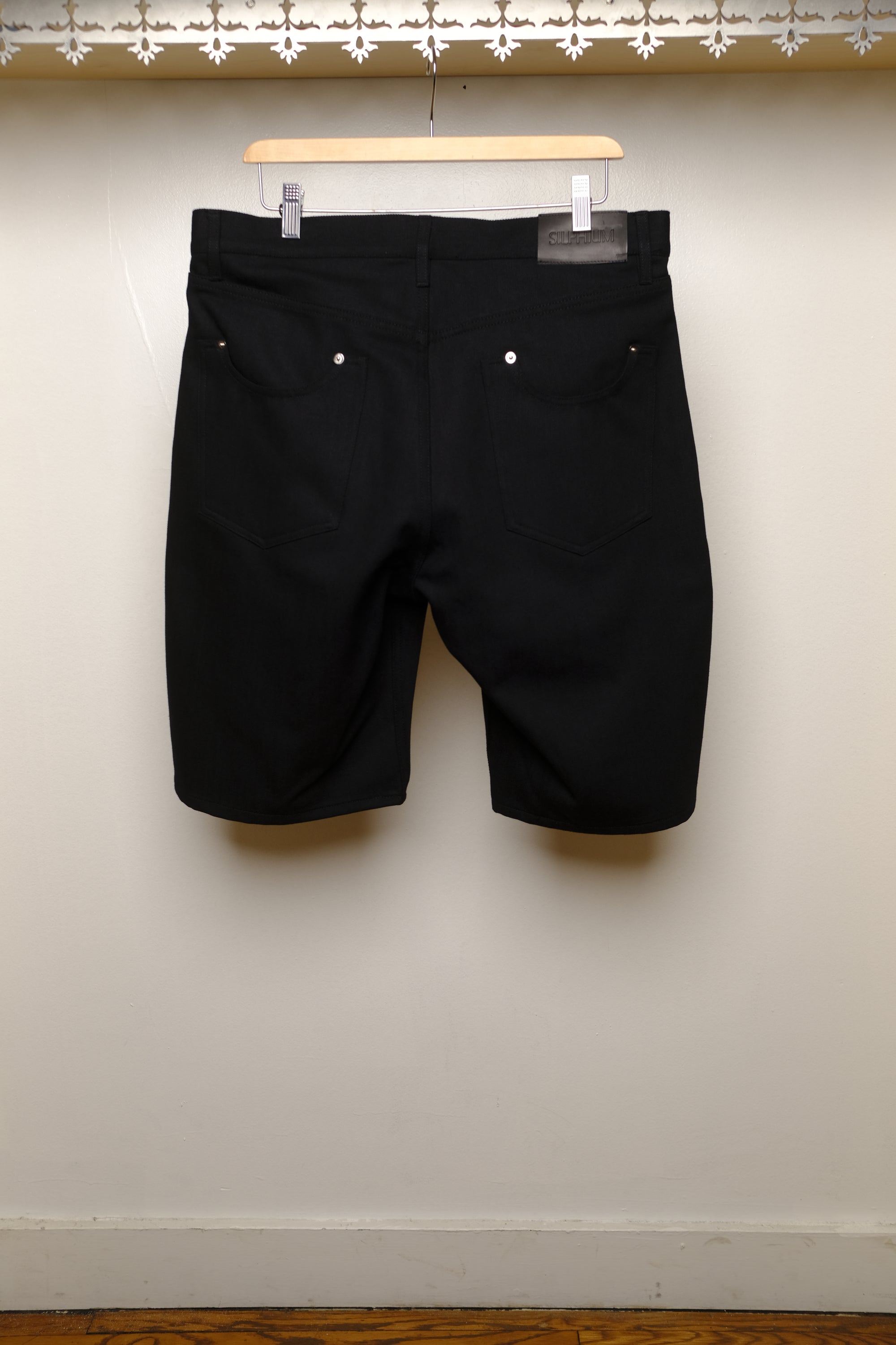 core denim black shorts