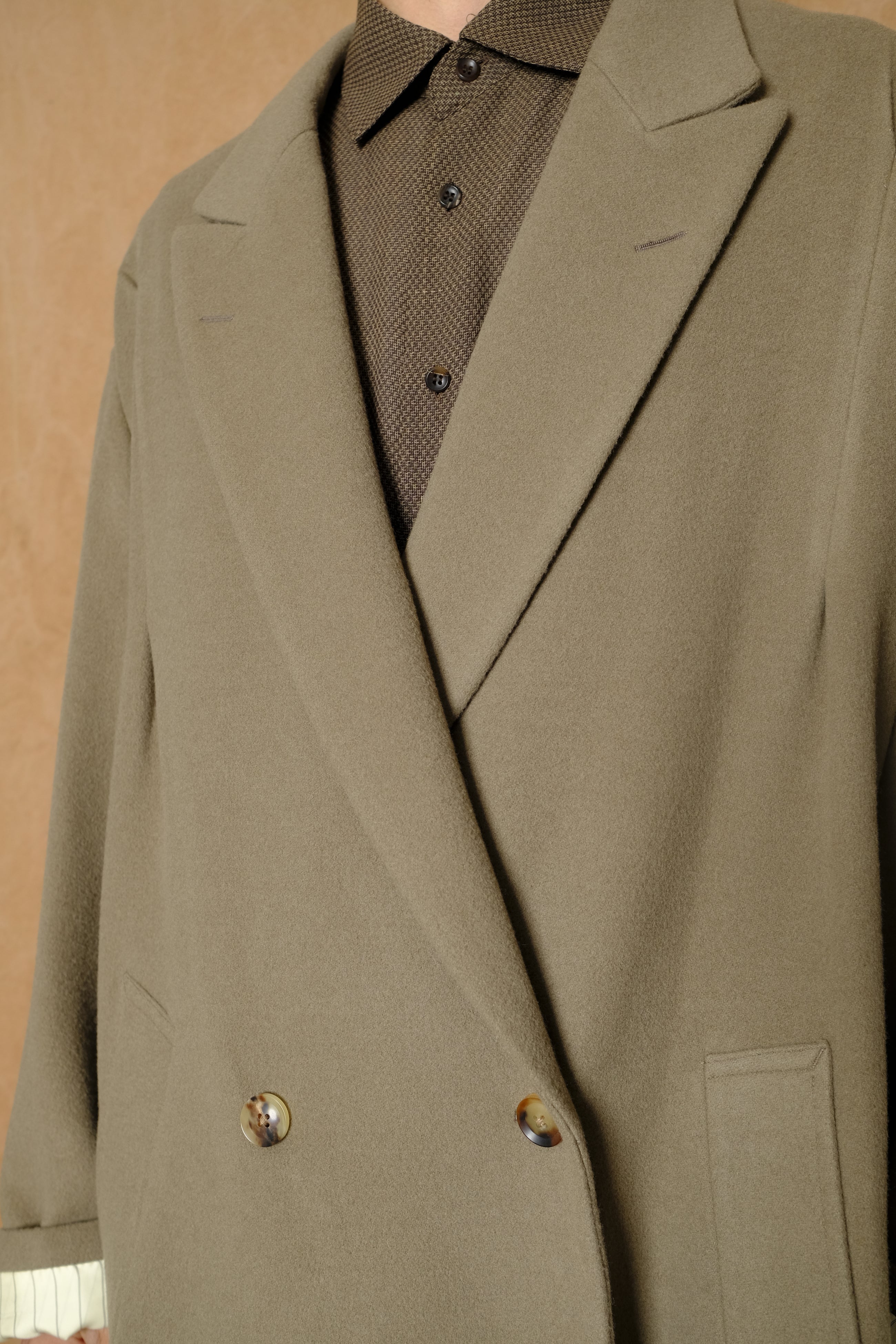 draped dart wool cashmere chesterfield coat in camel