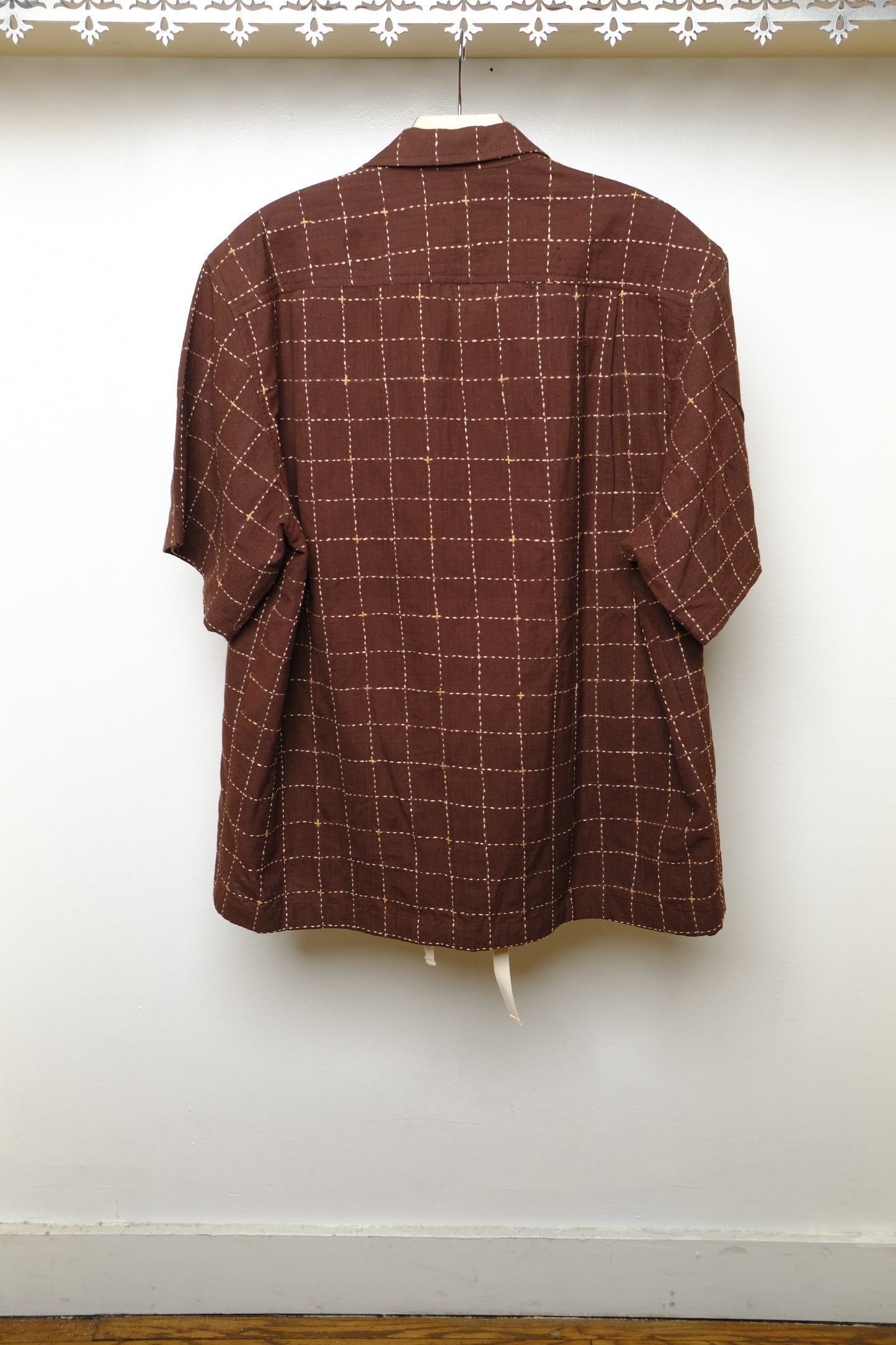 '72 segundo smock in kantha hand-stitched grid