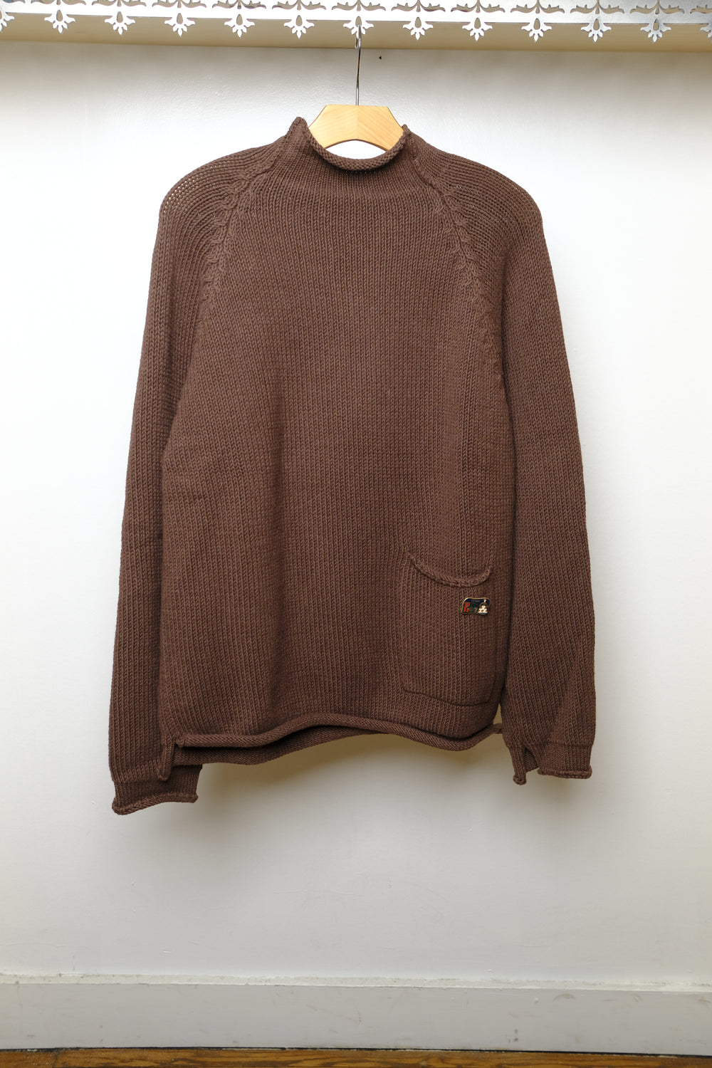 cotton fisherman sweater in brown