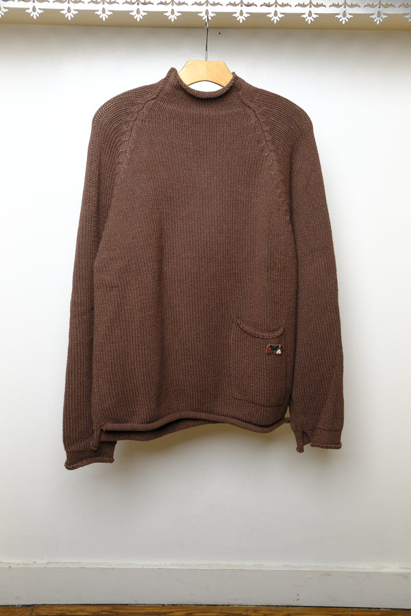 cotton fisherman sweater in brown