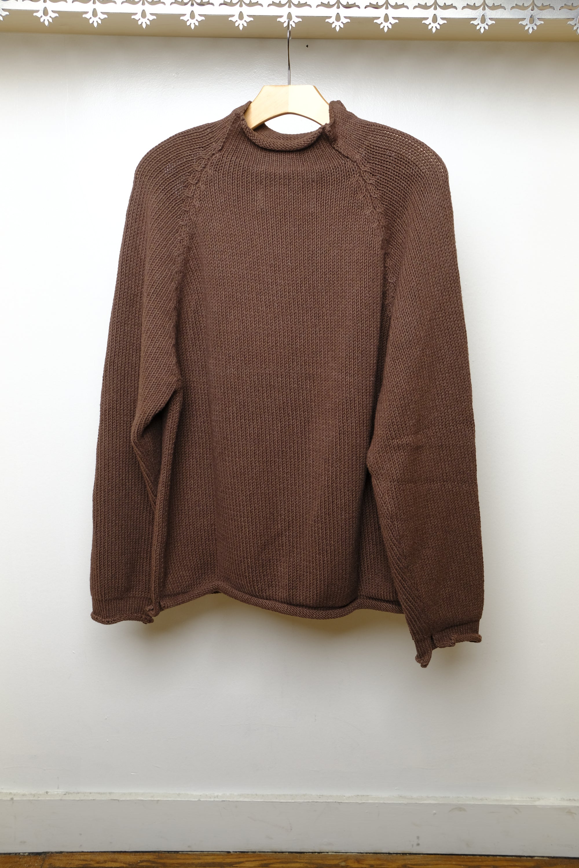 cotton fisherman sweater in brown