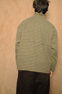 griddy half zip pullover in brown / green