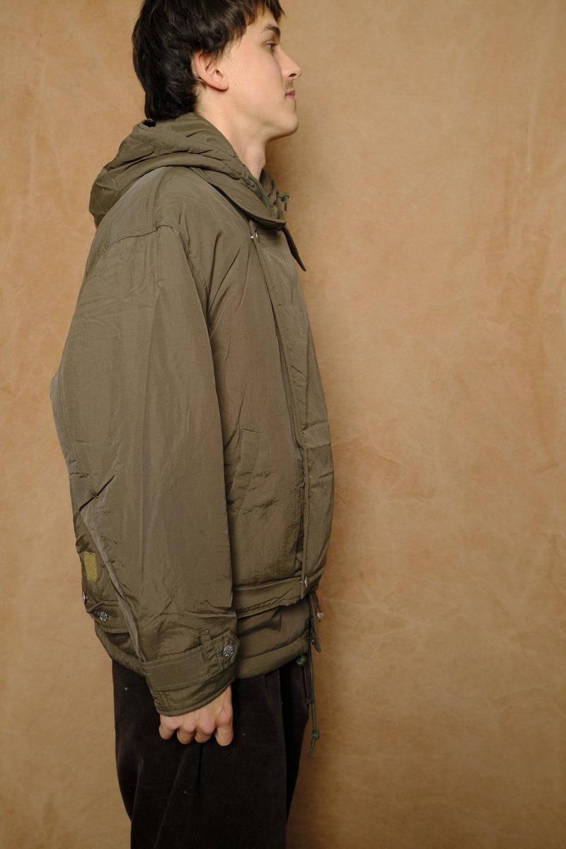 double cushy hooded jacket in olive drab
