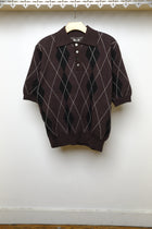 old man knit polo in brown