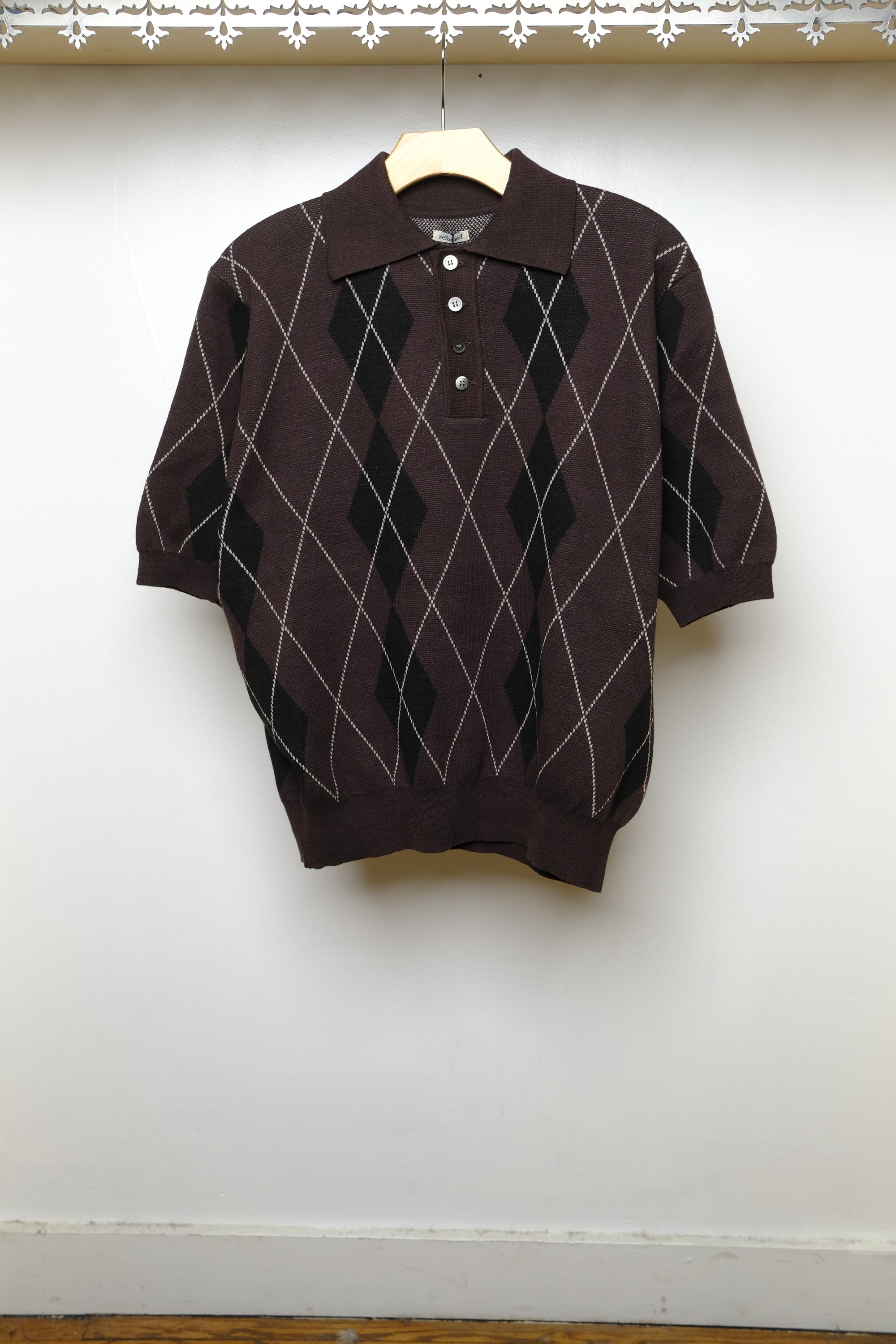 old man knit polo in brown