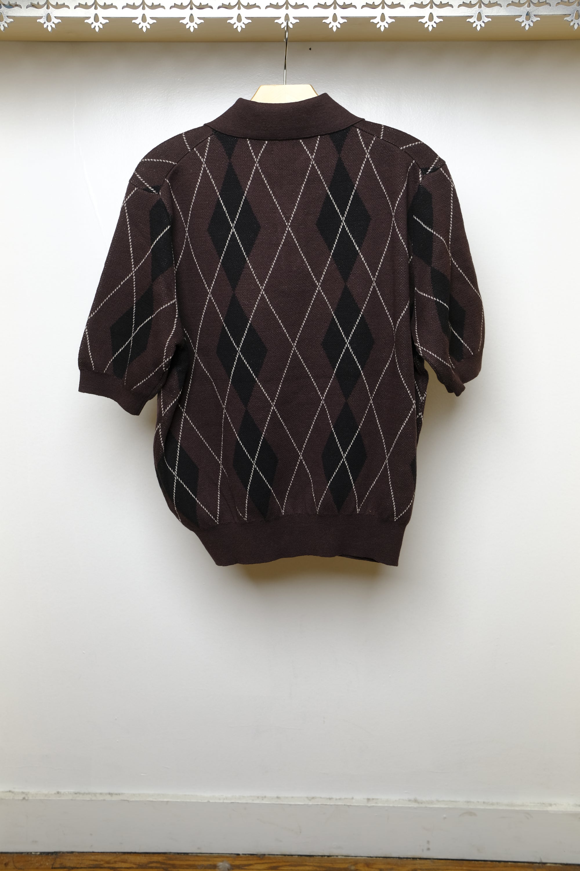 old man knit polo in brown
