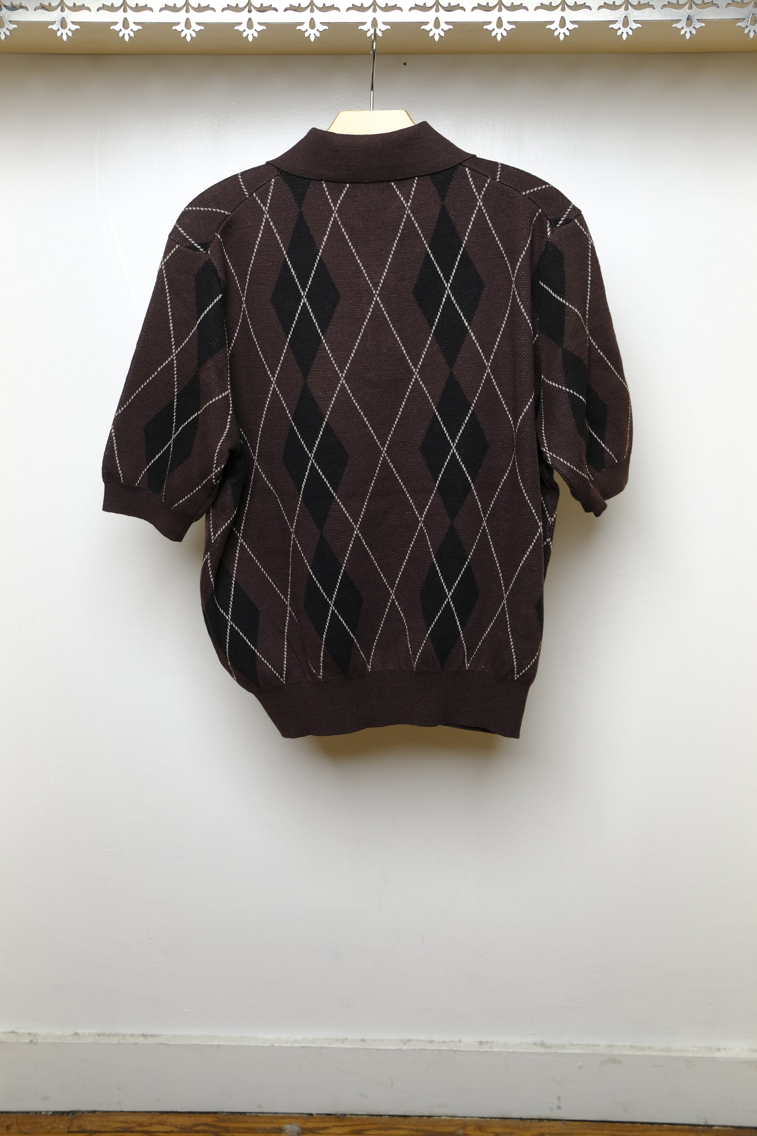 old man knit polo in brown
