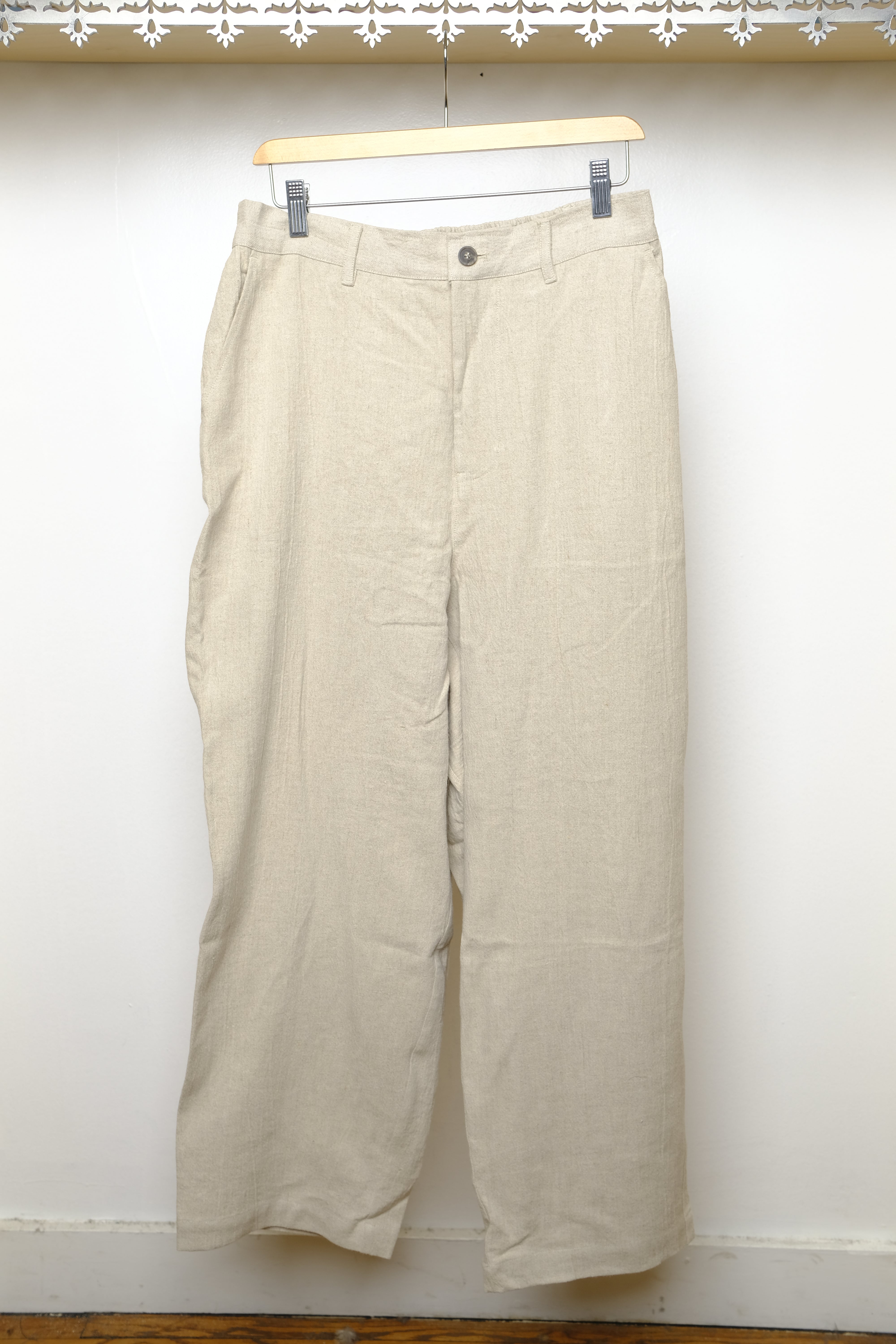 slow pant in raw ecru