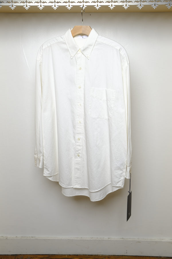organic cotton washer satin shirt in white
