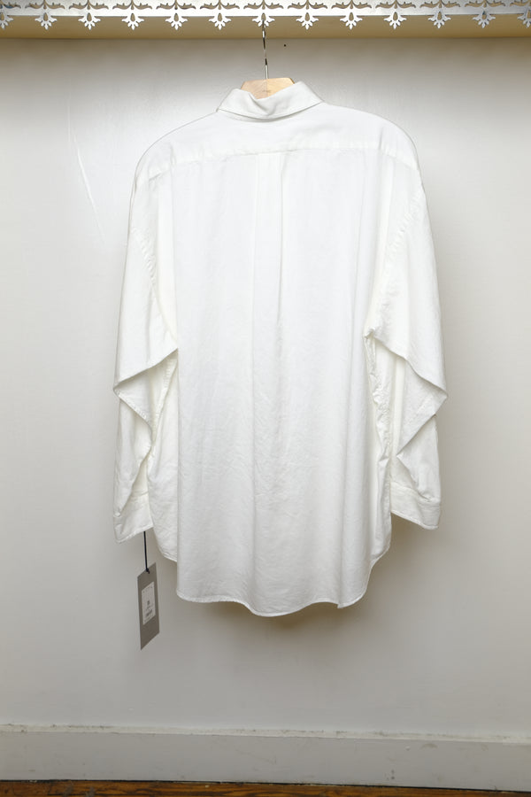 organic cotton washer satin shirt in white