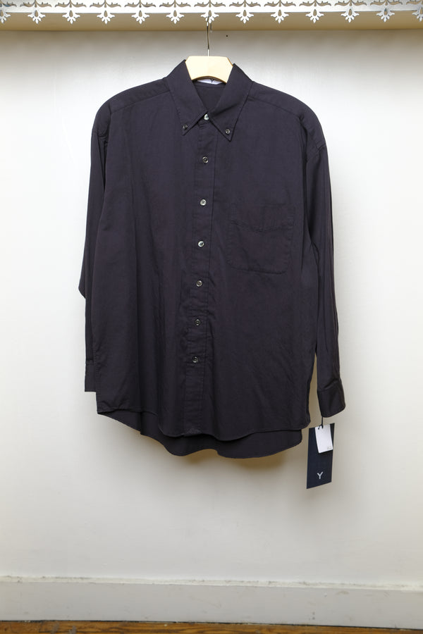 organic cotton washer satin shirt in navy