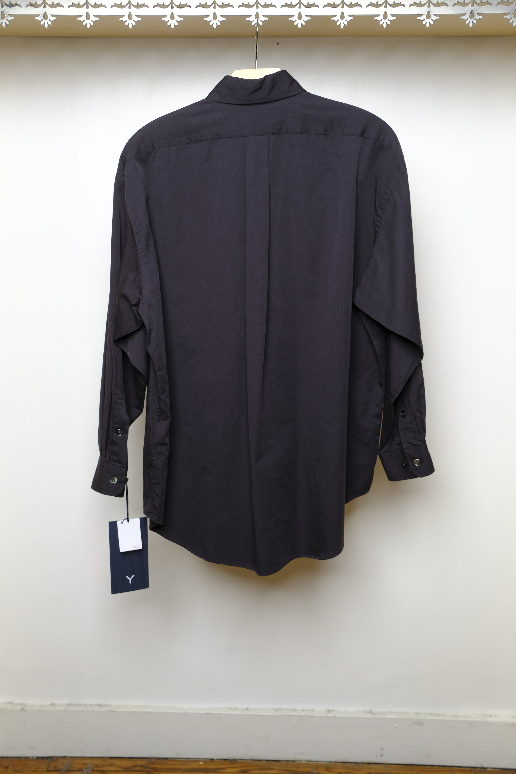 organic cotton washer satin shirt in navy