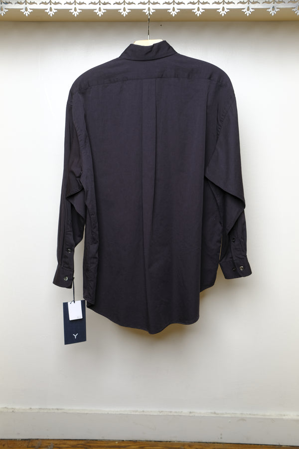 organic cotton washer satin shirt in navy