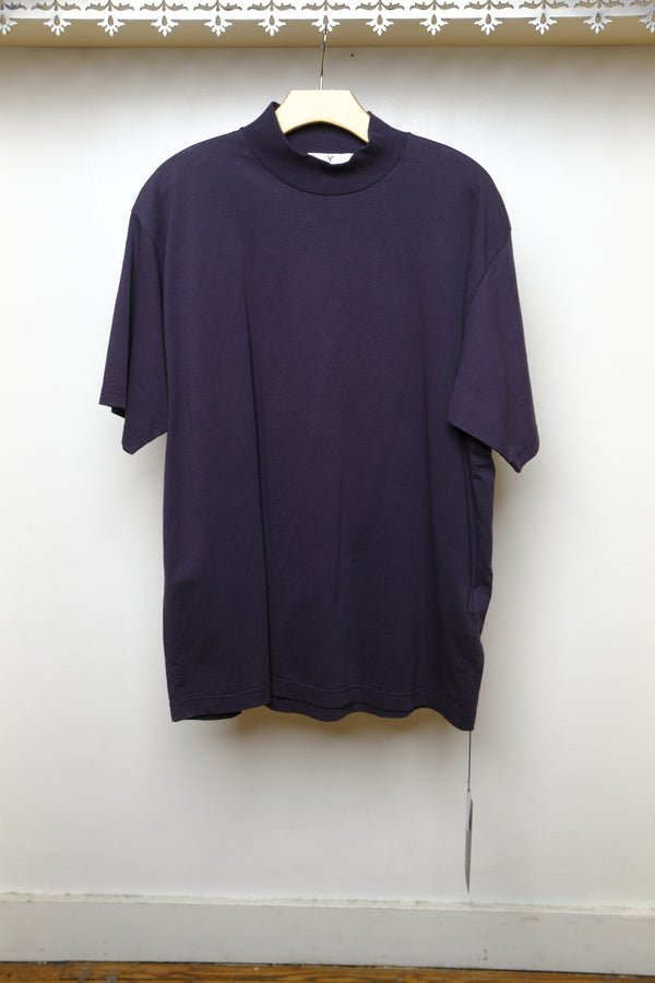 organic cotton jersey mock neck s/s t in navy