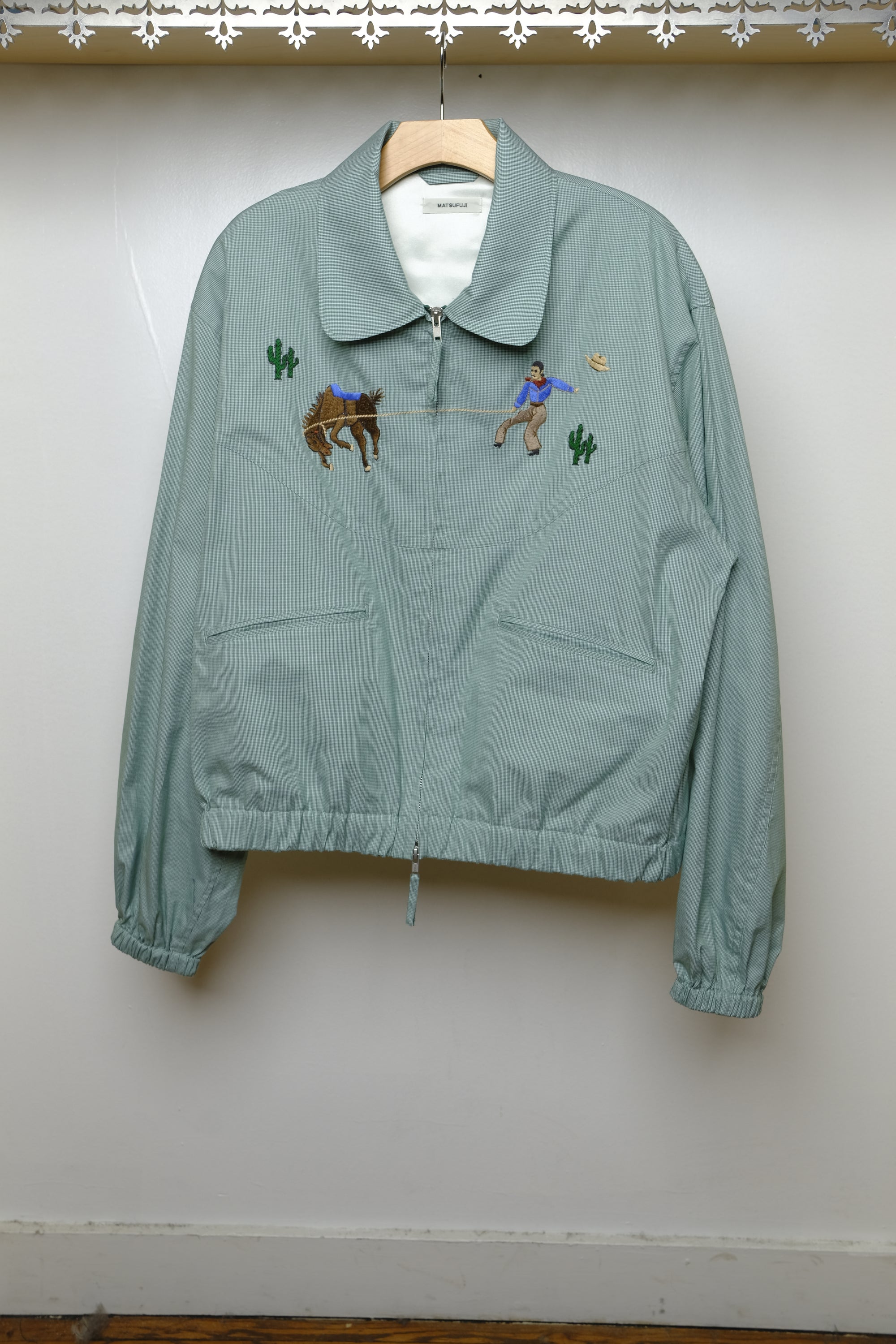 embroidery gingham check jacket