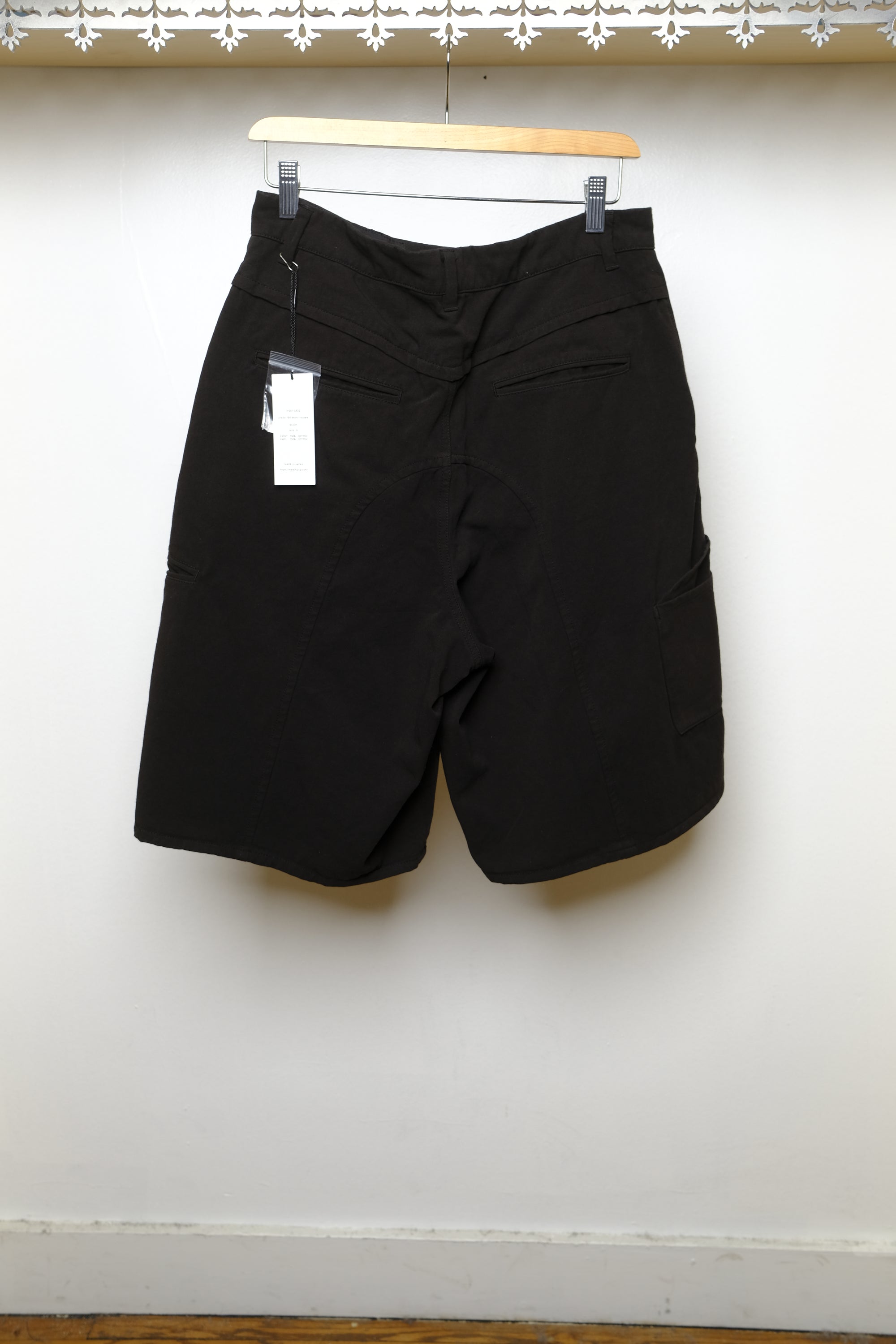 uneven twill short trousers - black