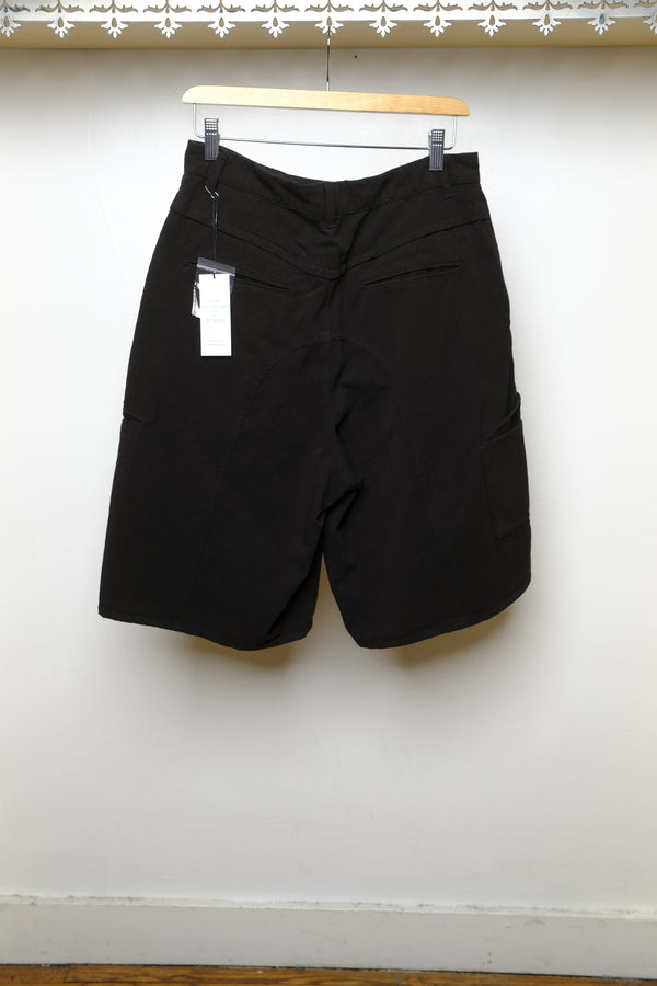uneven twill short trousers - black