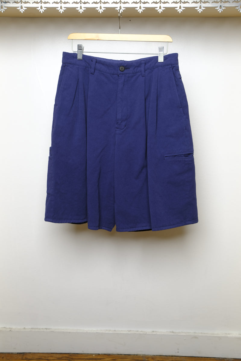 uneven twill short trousers - ink blue