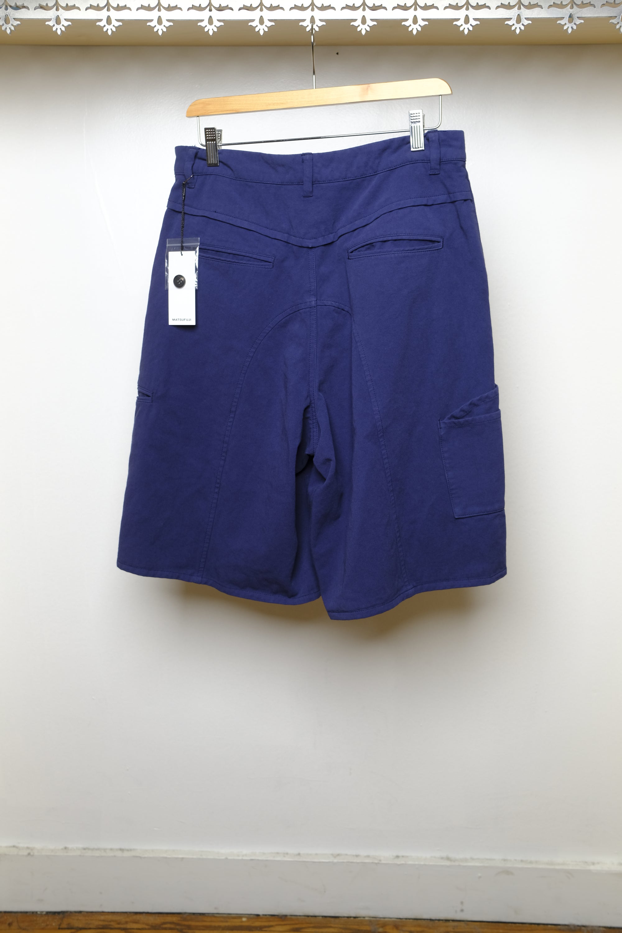 uneven twill short trousers - ink blue