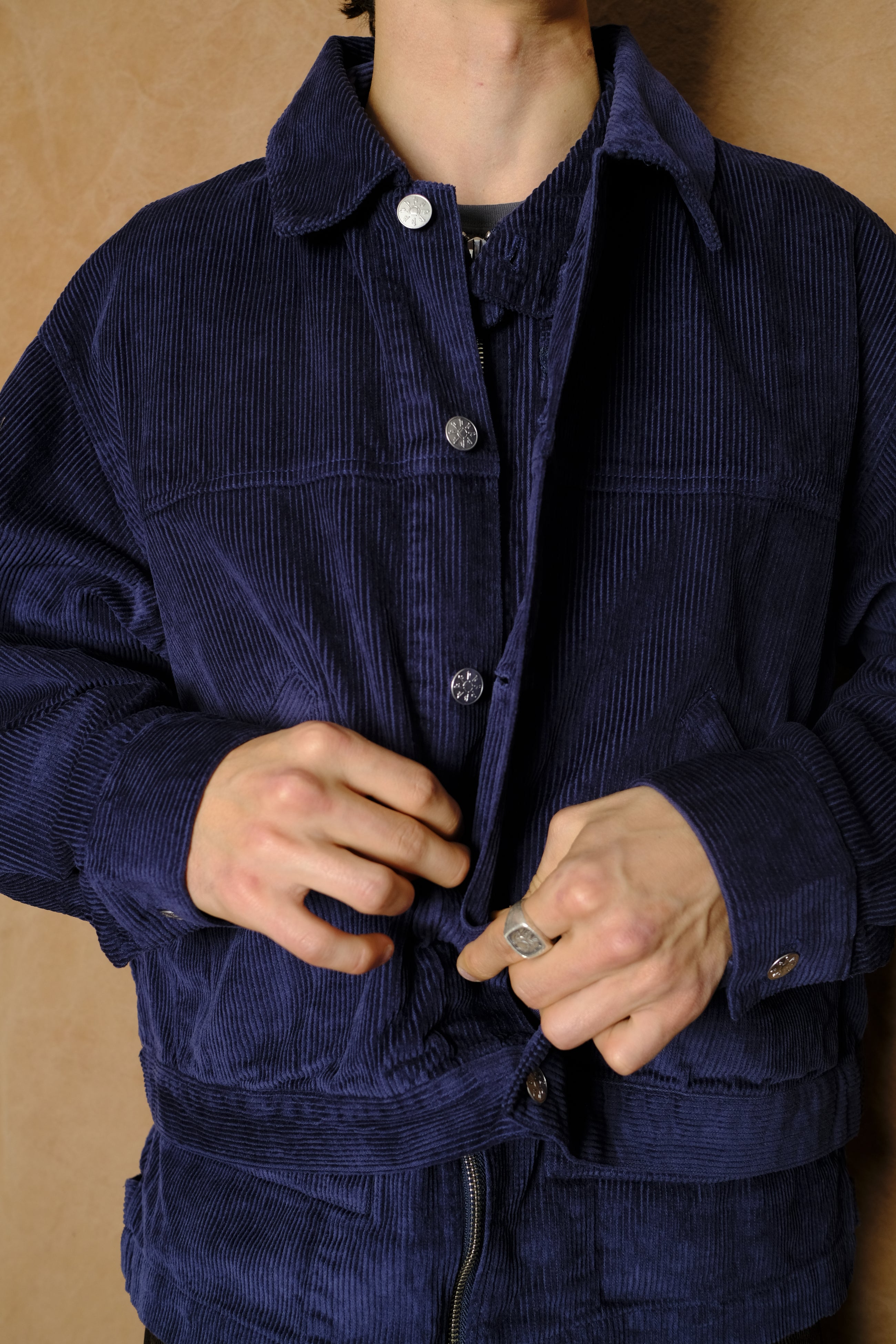 double cord jacket in navy