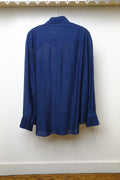 aizome sheer garment dyed smile pocket western shirt in dark indigo