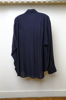smile pocket sheer western gingham check shirt in navy