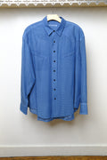 aizome sheer garment dyed smile pocket western shirt in light indigo