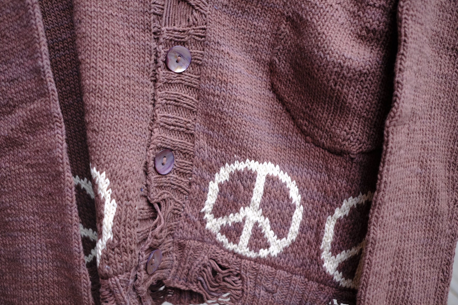 hand knit peace intarsia cardigan