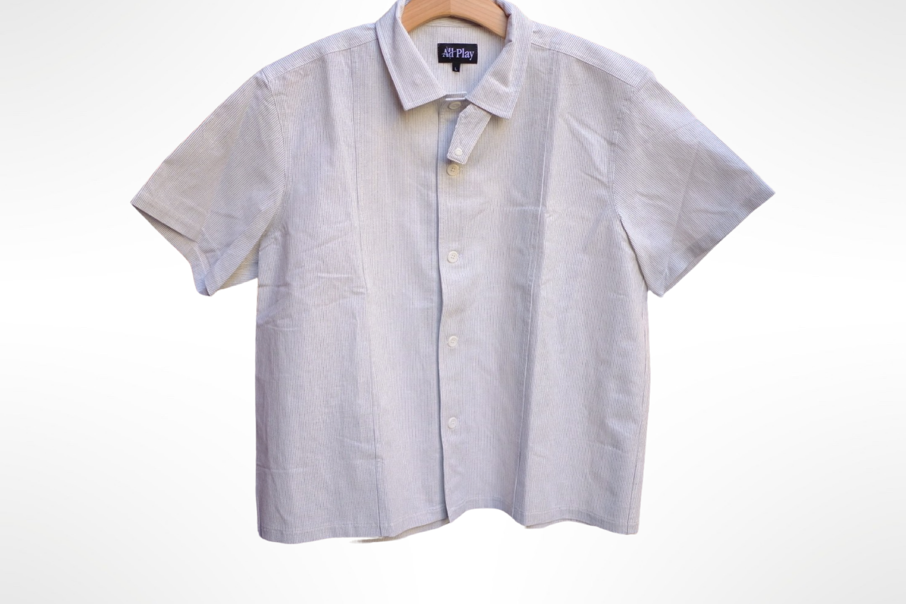 chelsea camp collar shirt in white/navy stripe