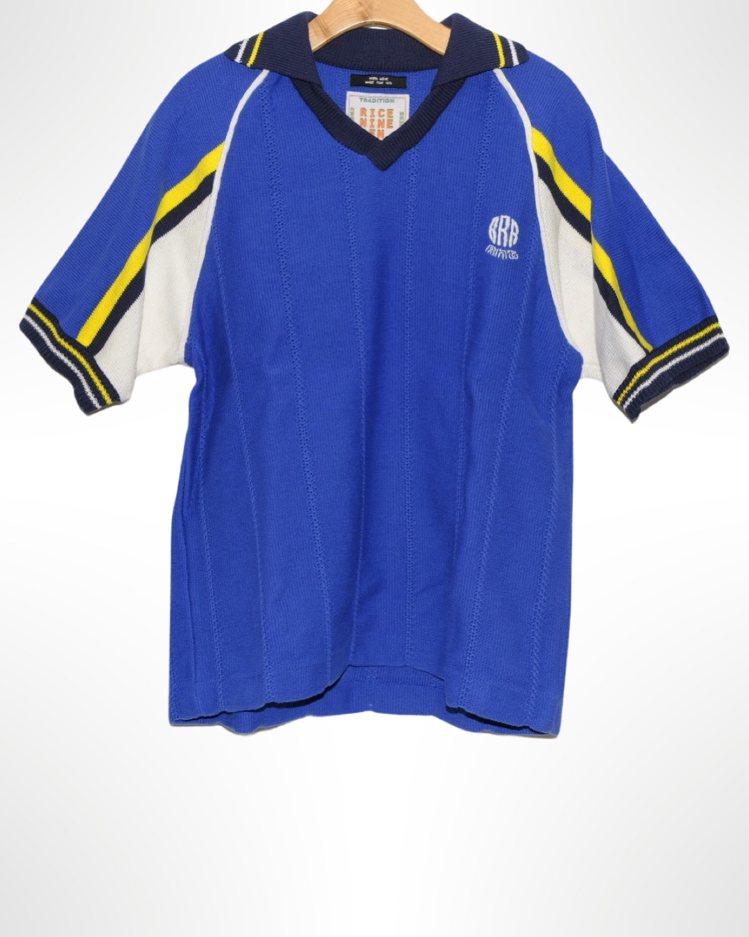 knitted soccer jersey in blue