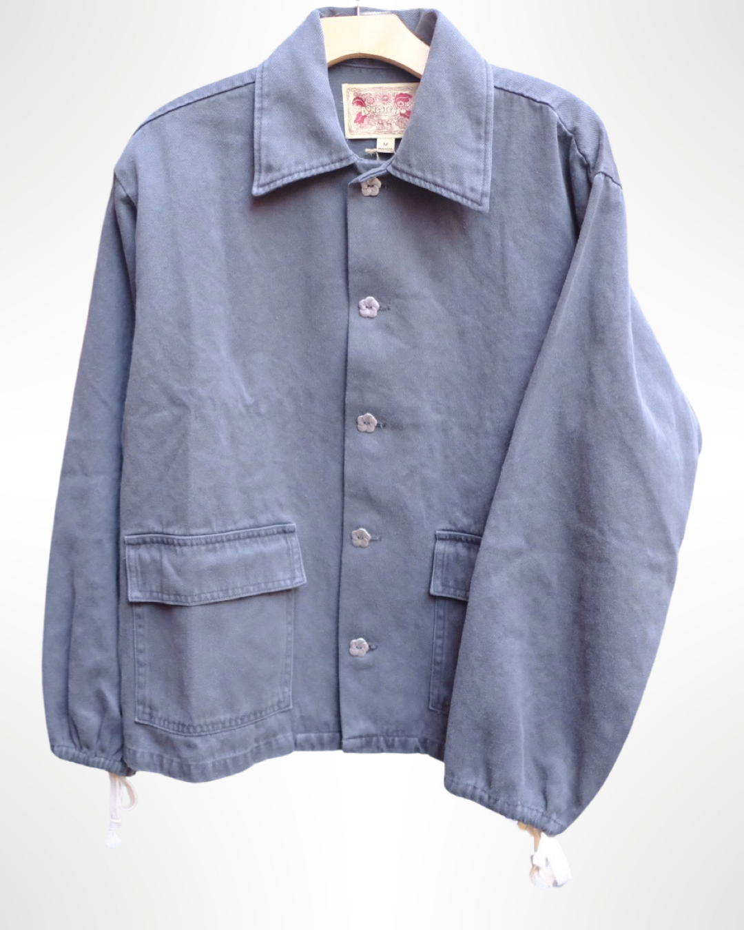 hemp twill work jacket in bluish/grey