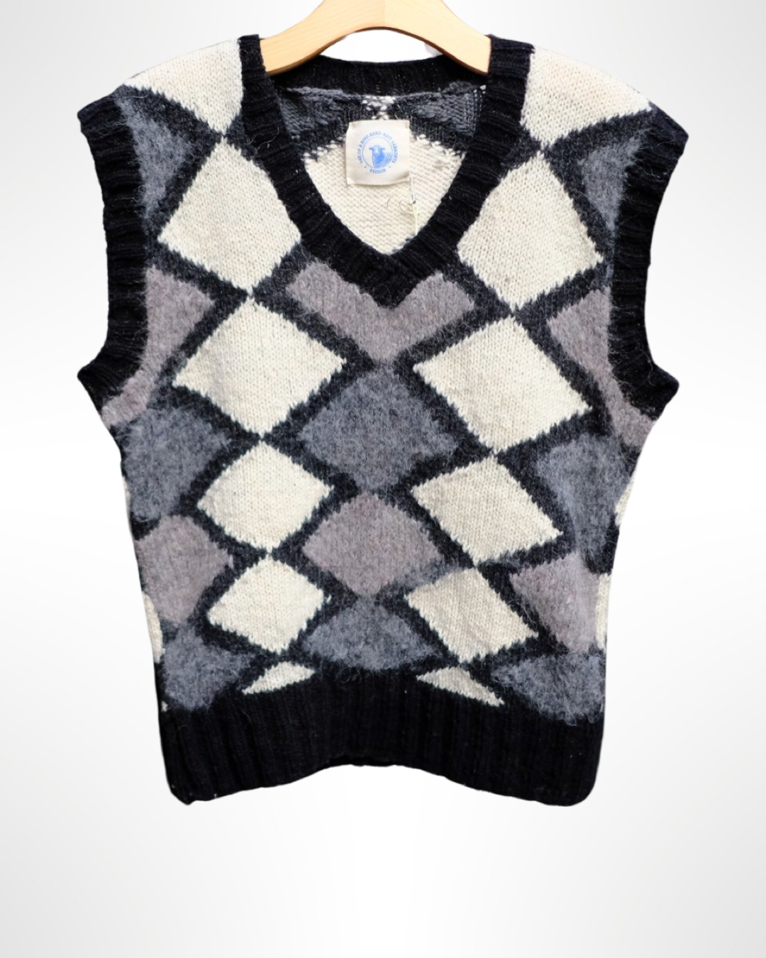 mohair argyle motif sweater vest