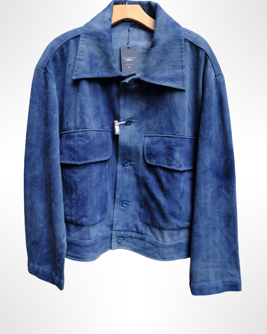 indigo washed handwoven selvedge denim trucker jacket