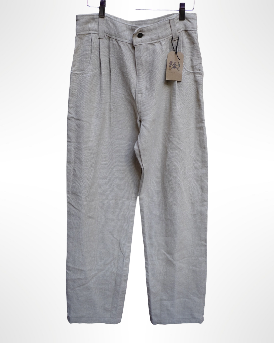 double pleated linen trouser in stone