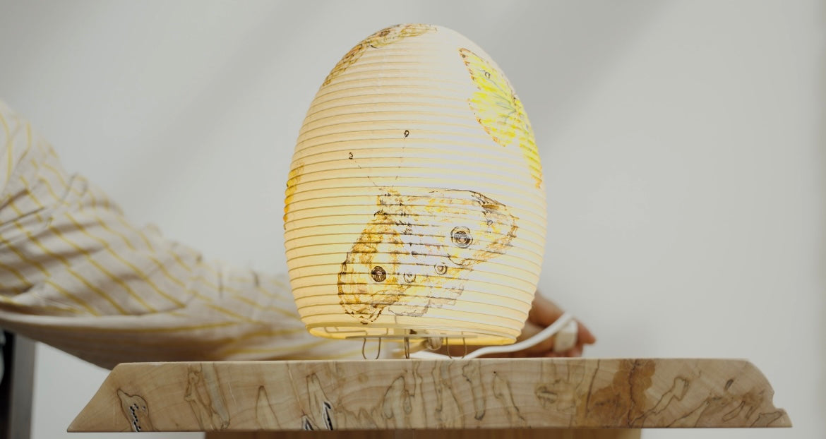 hand painted asano paper lamp 2